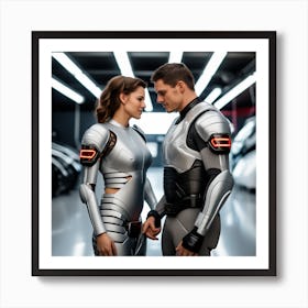 Futuristic Couple In Futuristic Suit 1 Art Print