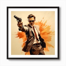 Man Holding Gun Art Print