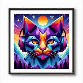 Hazel Low Poly Cat Art Print