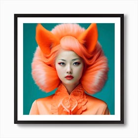 Asian Girl With Orange Hair Art Print