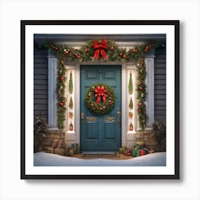 Christmas Decoration On Home Door Trending On Artstation Sharp Focus Studio Photo Intricate Deta (4) Art Print