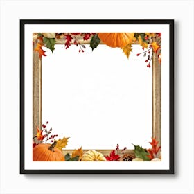 Autumnal Frame Featuring Festive Thanksgiving Elements Cornucopias Overflowing With Autumn Bounty Art Print