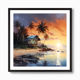 Vivid Horizons: Caribbean Sunset Glow Art Print