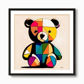 Teddy Bear, Minimilist, Abstract Art Print