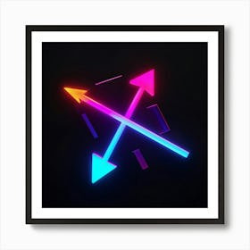 Abstract Navigation Arrows Glowing Neon Colors Against A Dark Gradient Background Suggested Moveme (1) 2 Art Print