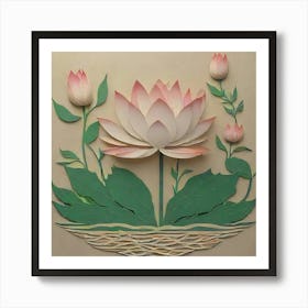 Lotus Paper Art Poster