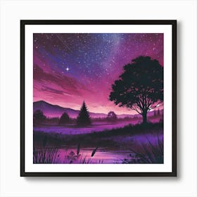 Purple Night Sky 2 Poster