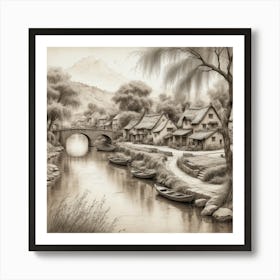 Village By The River art Art Print