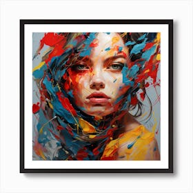 Woman With Colorful Hair Art Print