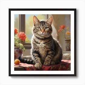 Domestic Shorthair In The Window Poster