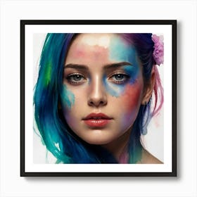 Young Woman With Colorful Makeup Art Print