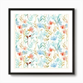 Watercolor Floral Pattern 1 Art Print