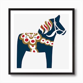 Swedish dala horse blue Art Print