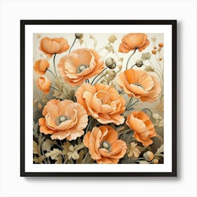 Apricot Poppies Art Print 2 Art Print