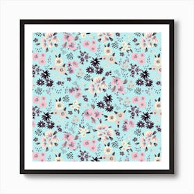 Little Flowers Pastel Square Art Print