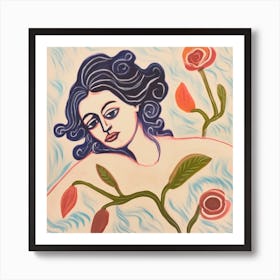 Venus And Roses Art Print