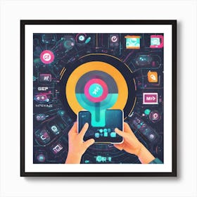 Futuristic Hand Holding A Smartphone Art Print