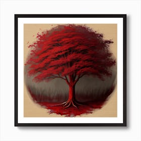 Red Tree Art Print