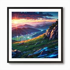 Sunset In The Mountains 14 Art Print