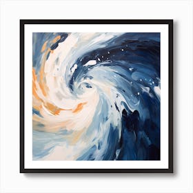 Oceanic Overture: Navy Blue and White Watercolour Harmony Art Print