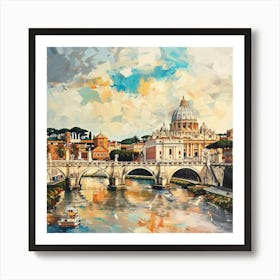 Rome Bridge Vatican City Art Print