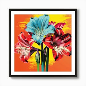 Andy Warhol Style Pop Art Flowers Amaryllis 1 Square Art Print