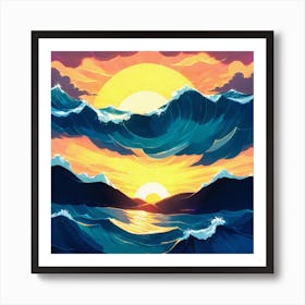 Sunset Over The Ocean 4 Art Print