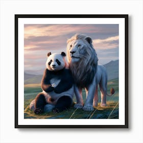 Lion And Panda Art Print