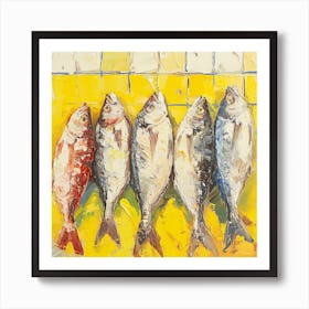 Fish Yellow Checkerboard Poster