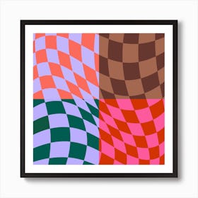 Warped Checker Quarter Square Poster