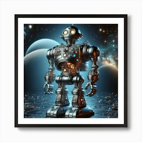 Robot In Space Art Print
