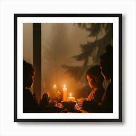 Family Dinner At The Table Art Print