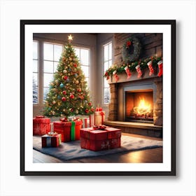 Christmas Tree In The Living Room 123 Art Print
