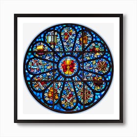 Stained Glass Rose Window Eucharist All Saints Affiche