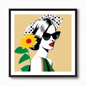 Woman With Flowers In Hair Art Print