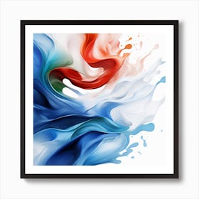 Abstract With Blue, Red And White Colors Art Print