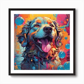 Dog With Bubbles 1 Art Print