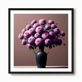 Purple Roses In A Vase 15 Art Print