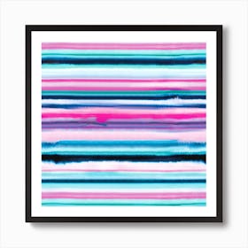 Degrade Stripes Watercolor Pink Square Art Print