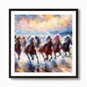 Horses Racing In The Rain 1 Art Print