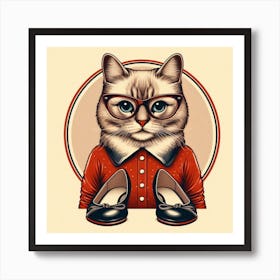 Cat In Glasses 4 Art Print