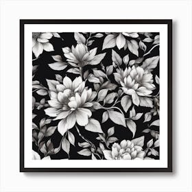 Black And White Peony Art Print