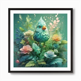 Iillustration, Fantasy Flowers Splash 1 Art Print