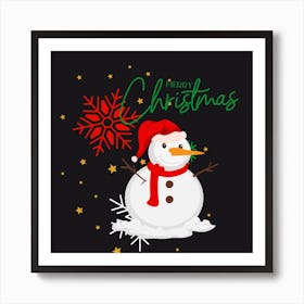 Christmas Snowman Art Print