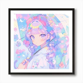 Anime Girl With Umbrella Art Print