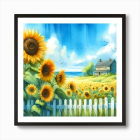 Sunflowers In The Field 2 Art Print