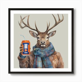 Highland Stag Irn Bru Final Flattened Love Bru Art Print