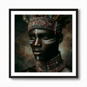 Portrait Of African Tribesman 1 Art Print