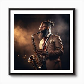 Jazz Musician Playing Saxophone 4 Art Print