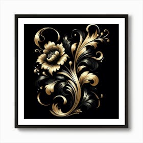 Gold Floral Design Art Print